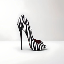 D'orsay zebra print stiletto pointed pumps 16cm 6" heel hand made high heels