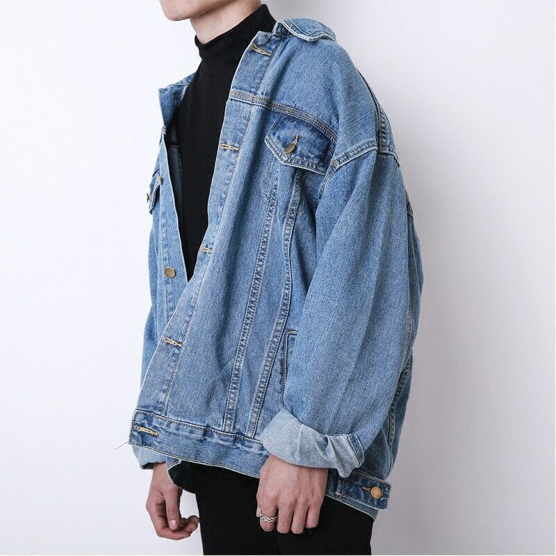 2024 Fashion Autumn and Winter New Korean Loose Oversize Denim Jacket Male  Retro