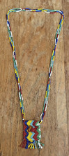 VINTAGE NATIVE AMERICAN MULTICOLOR HANDMADE BEADED COIN PURSE NECKLACE - READ