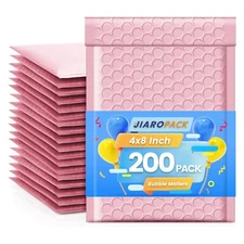 Poly Bubble Mailer 4x8" 200pcs Small Padded Envelope Mailing Bags Light Pink#000