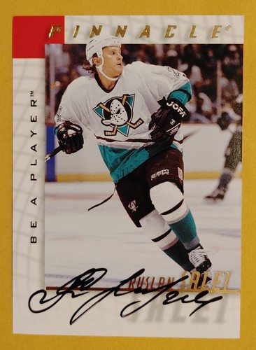 RUSLAN SALEI 1997-98 PINNACLE BE A PLAYER #124 AUTO ANAHEIM MIGHTY DUCK NM-MT A2