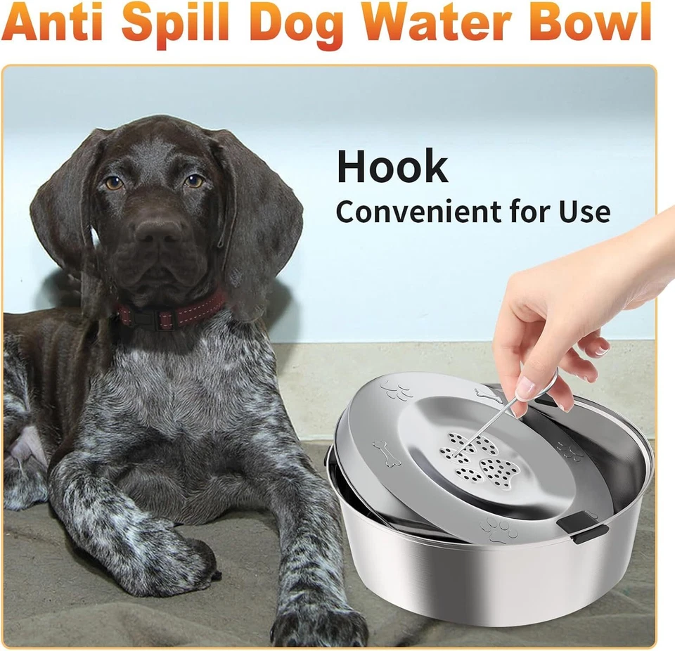 Wassernapf für Hunde Ohne Sabbern 3 L Großer Hundenapf Edelstahl Auslaufsicher R - Bild 4 von 4