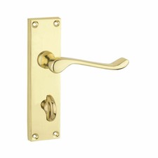 Door handle Victorian Scroll Internal BATHROOM- Polished Brass Sets of 1-3