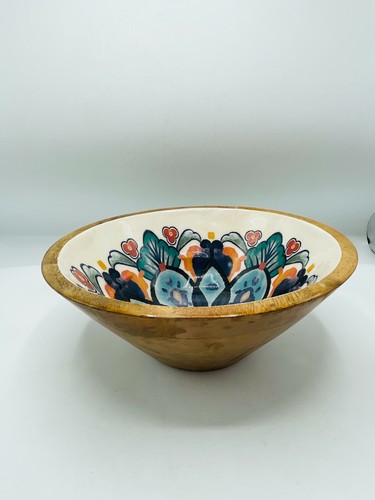 Gibson Home Wood & Melamine Bowl Salad Bowl Table Display California India Boho - Picture 3 of 8