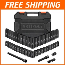 Durable CR-V Steel 3/8in Socket Set - Deep, Shallow & Extensions Included