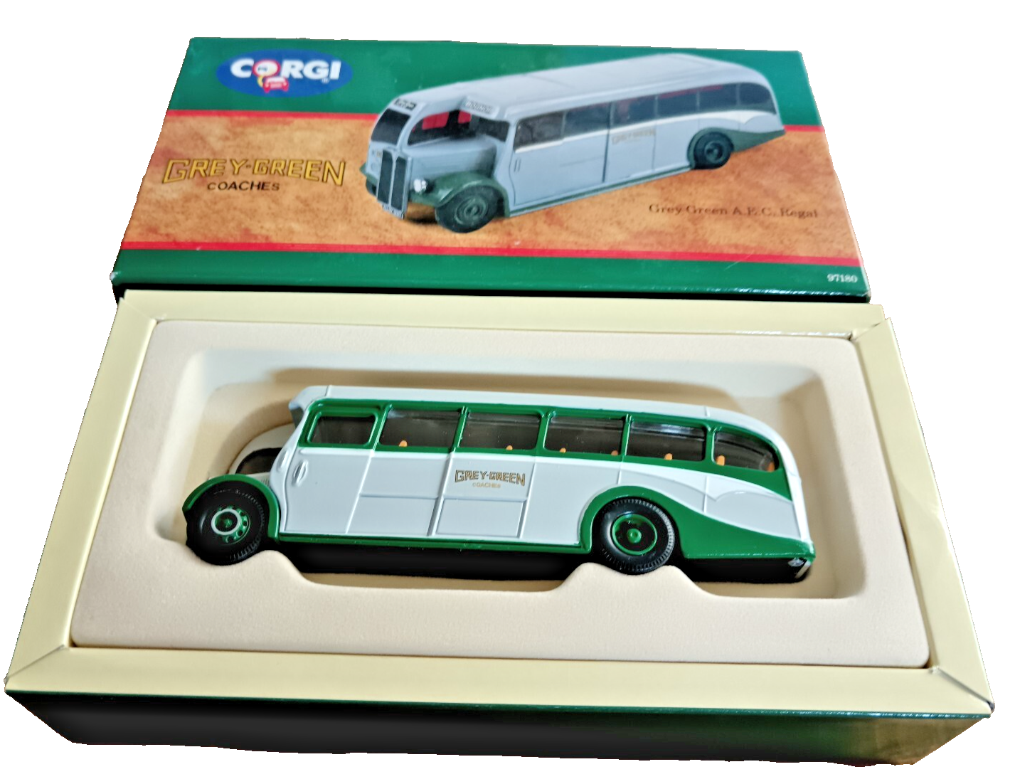 Corgi Classics 97180 AEC REGAL Grey/Green Coaches -  New Diecast Model
