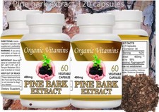 2 BOTTLES PINE BARK EXTRACT 120 caps 400MG x serving 2 BOTTLE 100 NATURAL