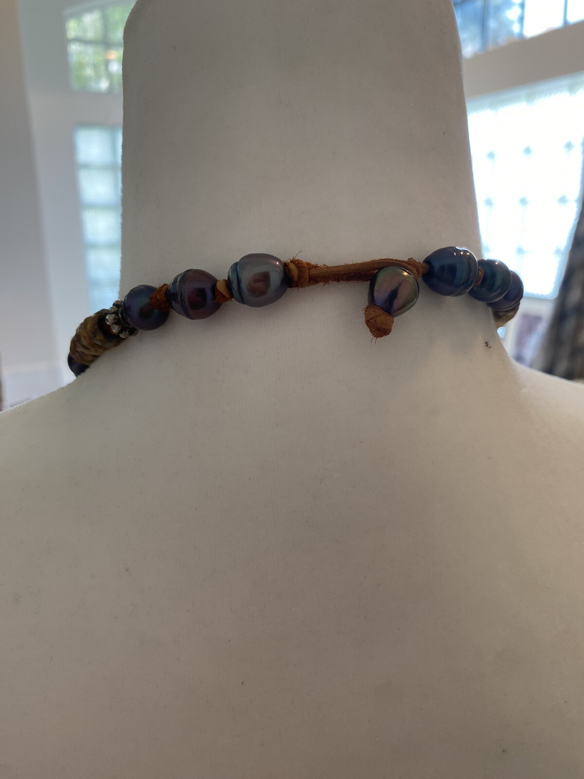 High End statement Long Necklace Southwestern Lea… - image 8