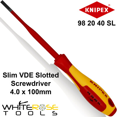Knipex VDE Schraubendreher Schlitz schlank isoliert 1000V Elektriker 4,0 x 100 mm