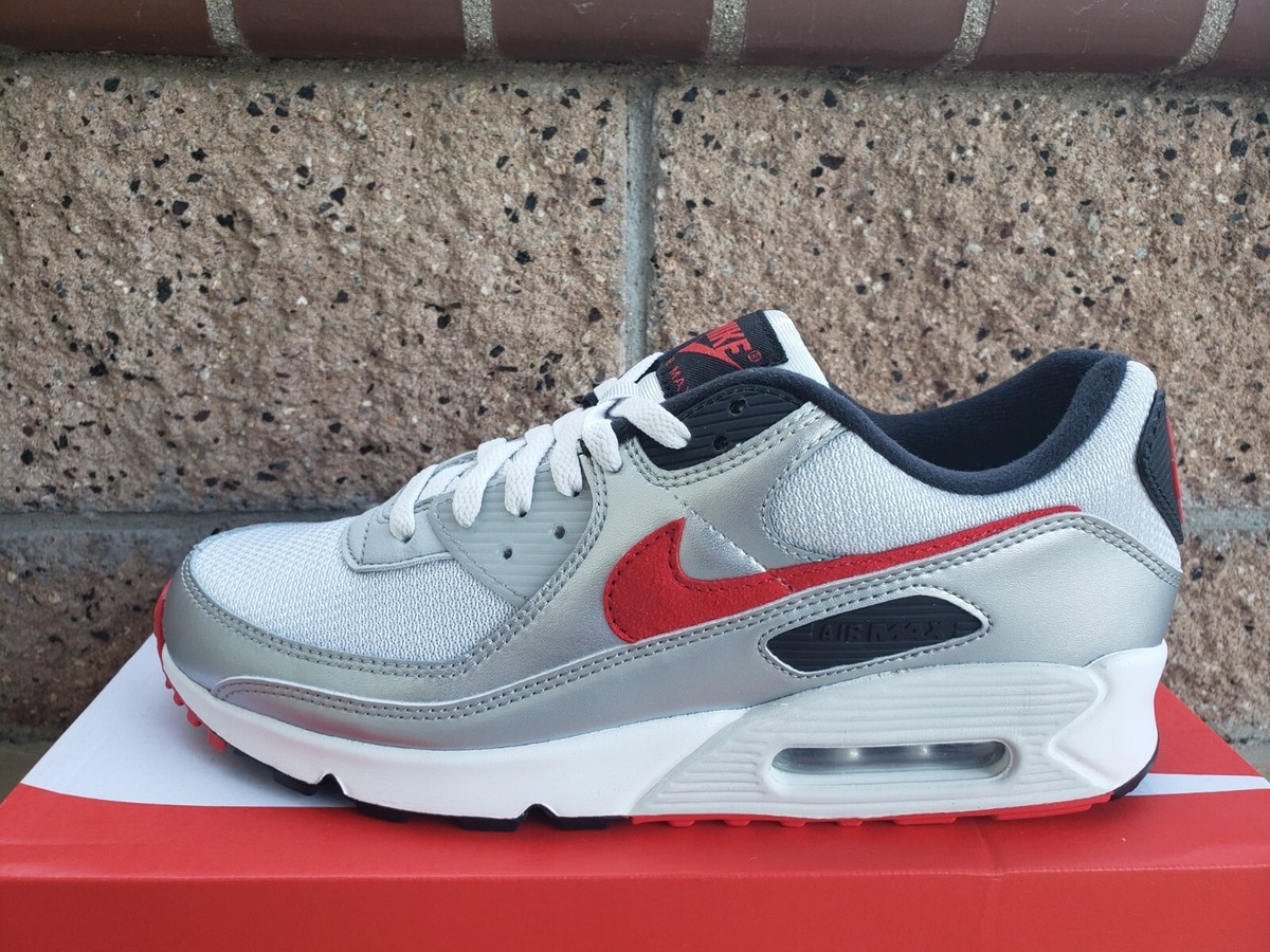 Nike air Max 90 Shoes Photon Dust Metallic Silver Red DX4233 Nike air Max 90 Shoes Photon Dust Metallic Silver Red DX4233