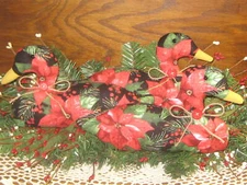 Christmas Decor 3 Ducks Bowl Fillers Wreath Accents Poinsettia Fabric Handmade