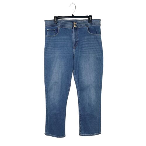 Ann Taylor Jeans Size 12 Double Button Tapered Leg High Rise Stretch Cropped