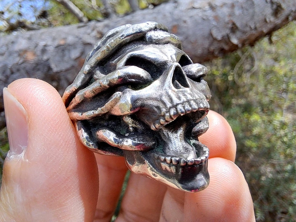 Anel esqueleto caveira prata esterlina 925 - Imagem 3 de 4