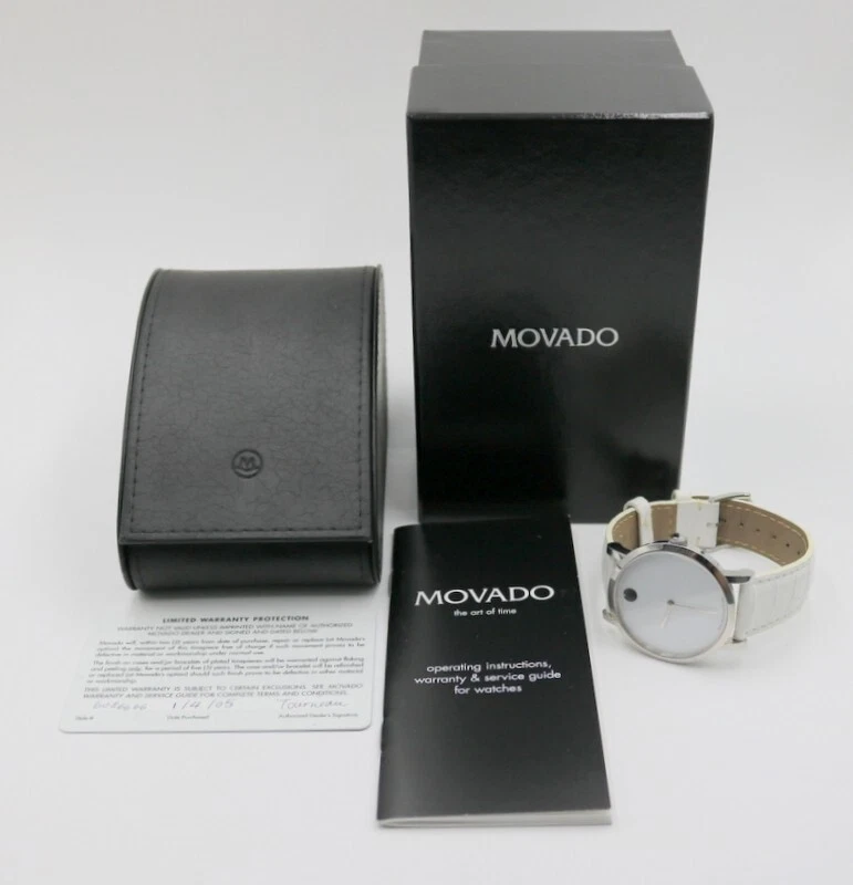 Automatic Movado Museum 84.F4.1890 White Dial Alligator Leather