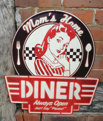 Blechschild, Mom´s Home - Diner, Vintage Schild 50 x 40 cm
