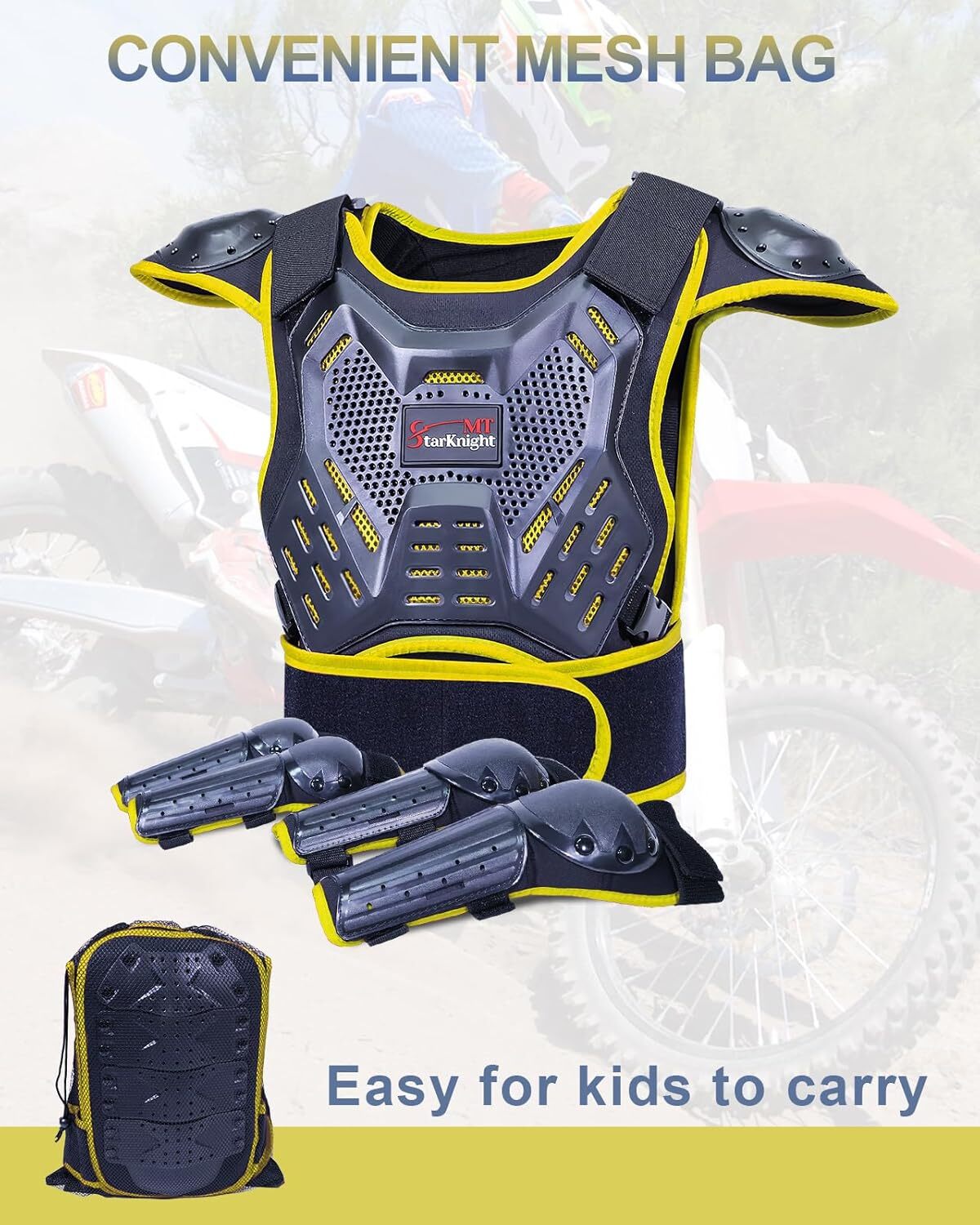 Gear Motorcycle Armbor Knee Elbow Protection Vest Boys Xmas Gift