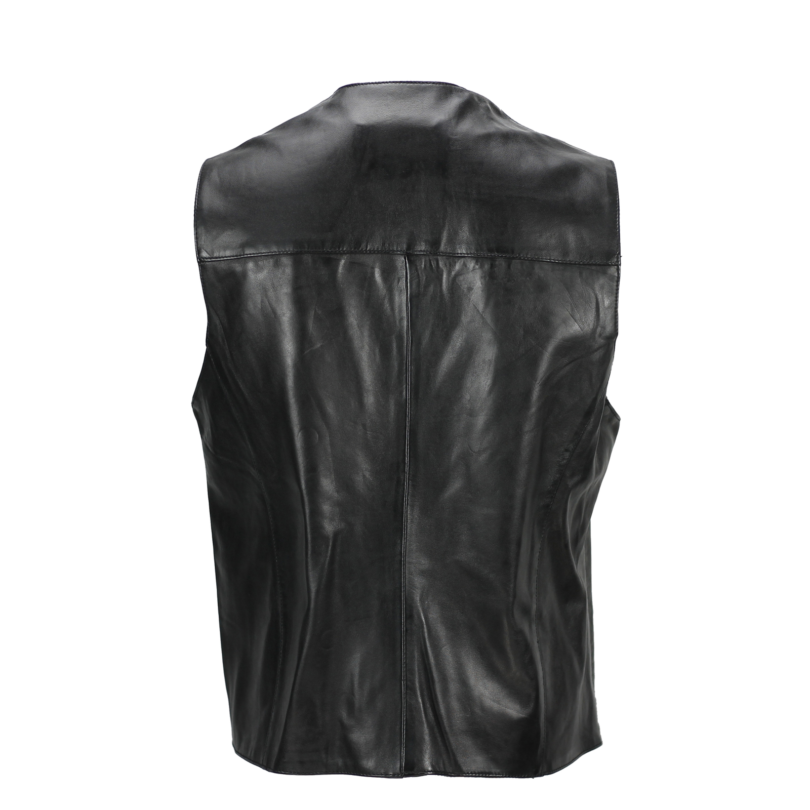 New Mens Black Real Leather Waistcoat Vintage Biker Style Retro