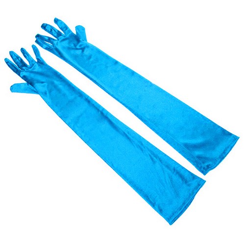 Women's Evening Party Formal Gloves 22" Long Black White Satin Finger Mittens - Picture 28 of 31