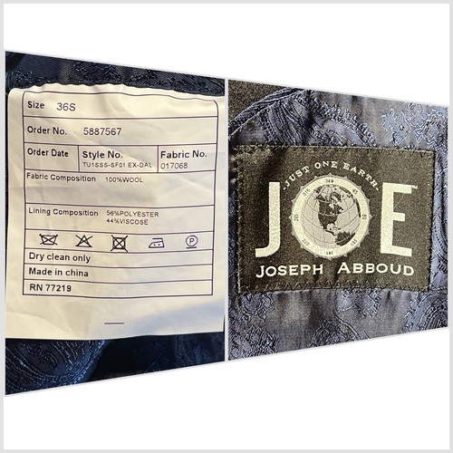 Joseph Abboud Tuxedo 36S 27x29 Royal Cobalt Blue Tux Black Tie Suit - Picture 16 of 16
