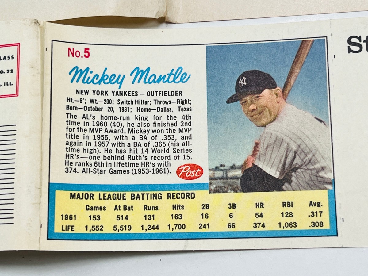 1962 April 23 Mickey Mantle Maris LIFE Magazine post baseball card
