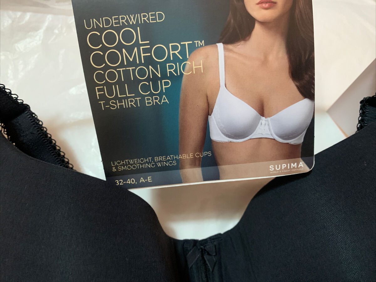 M&S COTTON RICH COOL COMFORT UNDERWIRED FULL CUP T-shirt Bra In