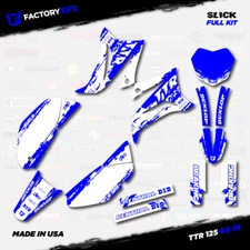 Blue & White Slick Racing Graphics Kit fits 08-24 YAMAHA TTR125 TTR 125 decal