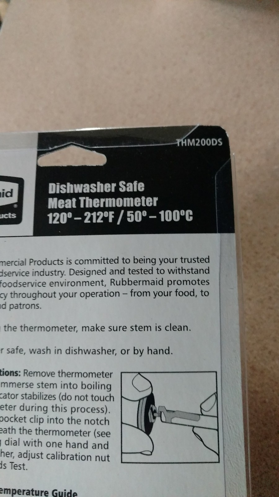 Rubbermaid Commercial Stainless Steel Dishwasher Safe Meat Thermometer