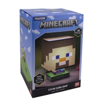 Paladone Minecraft Steve Icon Lamp With Night Light Setting 3 Brightness Levels 
