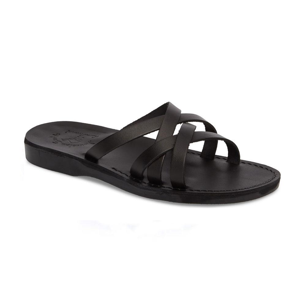 Jerusalem Sandals - Gad - Leather Criss Cross Strap Sandal | Black