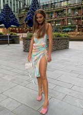 Zara Tie Dye Slip Midi Dress With Slit Multicolor 3525/456