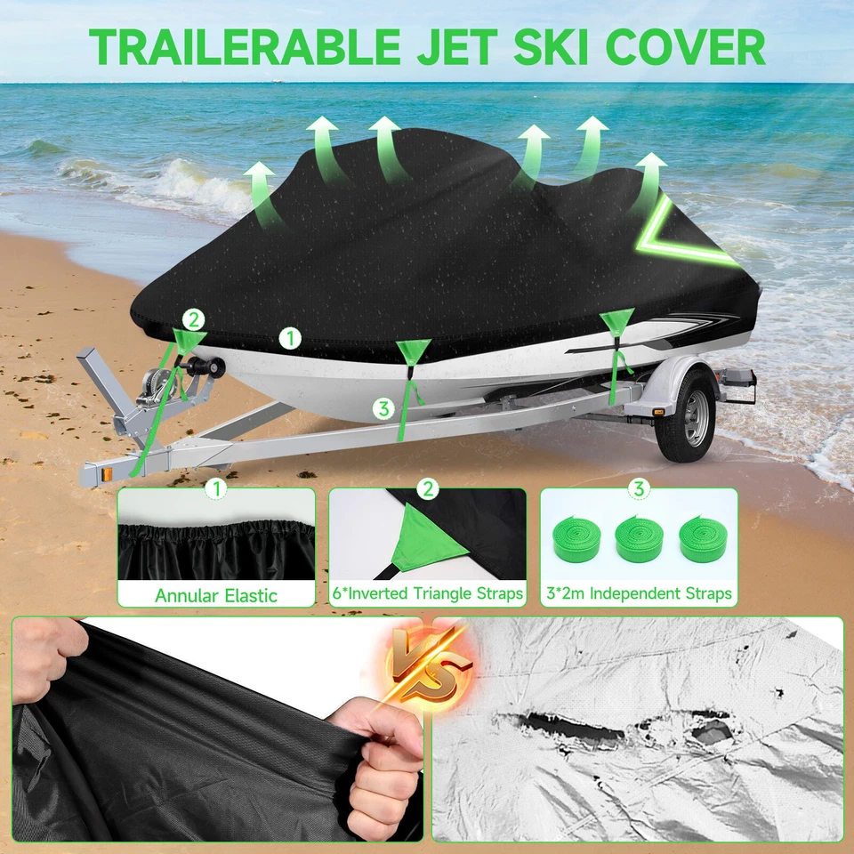 Cubierta de moto acuática 300D cubierta de PWC 120""-135"" apta para Yamaha WaveRunner FZR 2009-2016 Foto 4 de 4