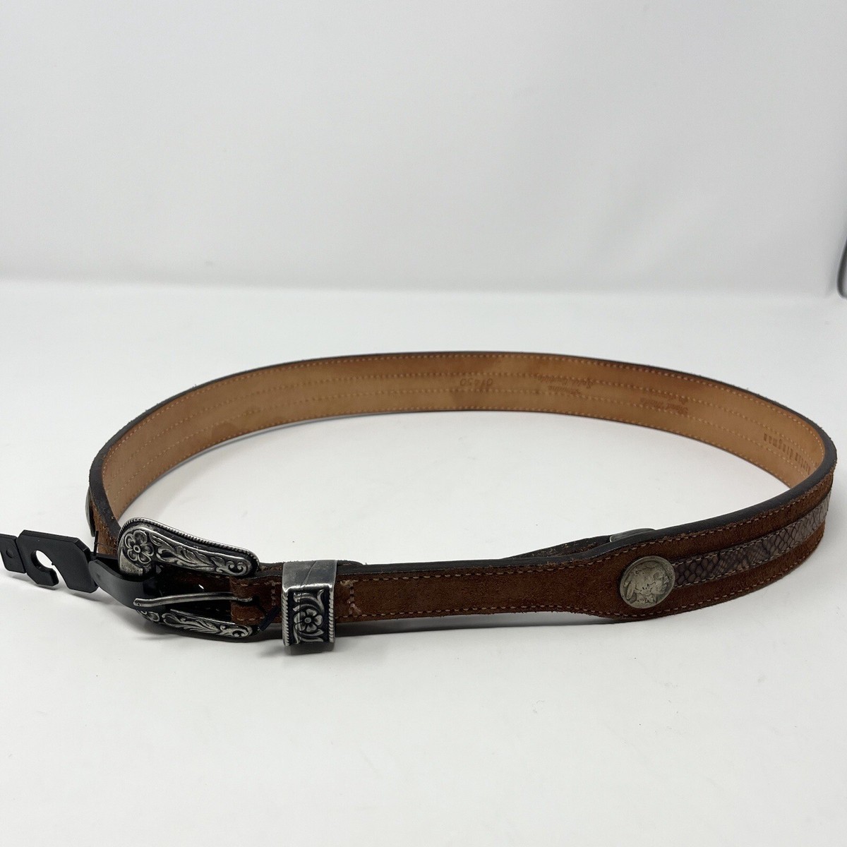 Martin Dingman cowhide belt size 34 Martin Dingman Hand Made Split Cowhide Indian Head Belt  main image 4