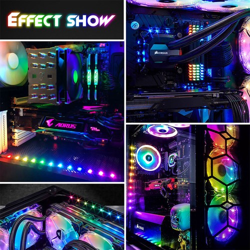 LED 5V 12V RGB Colorful Computer Case Light DIY Desktop PC Tower Motherboard - Afbeelding 10 van 18