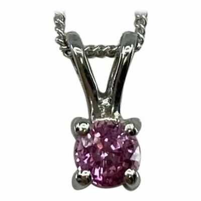 EDLER Ceylon rosa Saphir rund Diamantschliff 18k Weißgold Solitär Anhänger