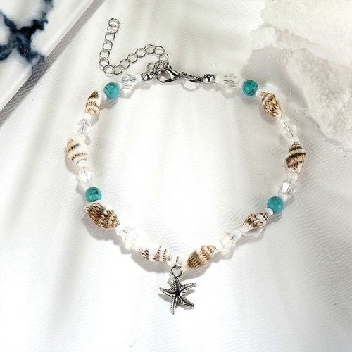Blue/White Gold Bohemia Turquoise Foot Bracelet Ladies - Picture 5 of 16