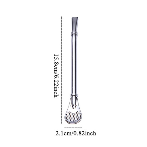 Drinking Straw Stainless Steel Filter Spoon Reusable Tea Tool Solid Accessory - Picture 2 of 20
