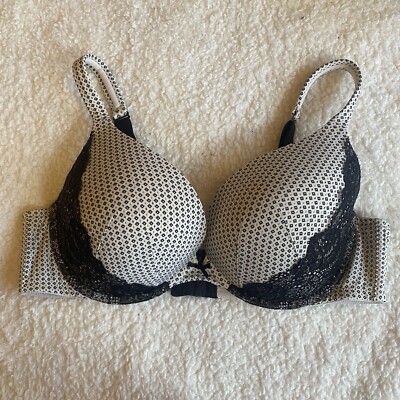 Cacique Smooth Boost Plunge Bra 42C Pink Purple Floral Lace