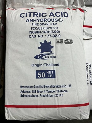 Citric Acid 50 Lb Bag - Free US Shipping!