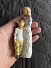 Christmas Gift Mom Son Embrace 5" Mother Statue Figure Wood Hand Painted