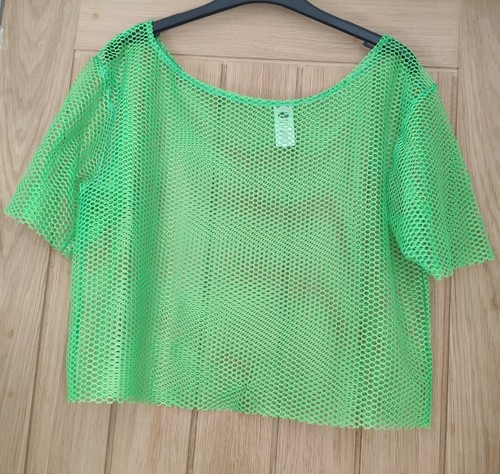New Neon Green Mesh Top 80's L-1XL Smiffys - Picture 3 of 4
