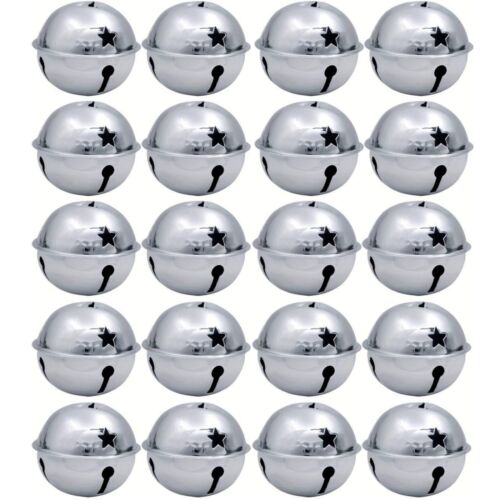 20pk Silver Christmas Jingle Bells Home Garden Street Tree Hanging Star Decor - Picture 1 of 7