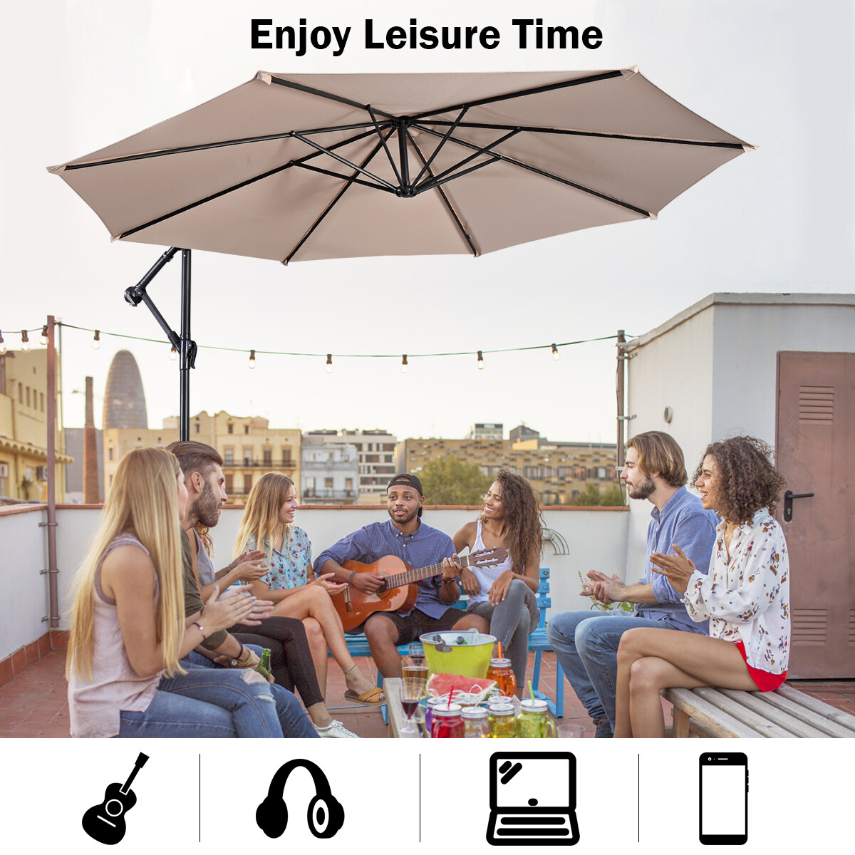 Giantex 10ft Outdoor Patio Sun Shade Umbrella Hanging For Sale Online Ebay