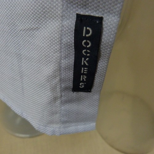Levi Strauss Dockers Mens Grandad Collar Shirt Size L Band Collar Grey Cotton VG - Picture 9 of 13