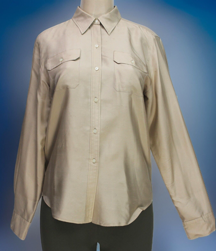 Lauren Ralph Lauren Women's Button-Up Shirt Long Sleeve Tan Size 6