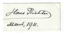 Hans Richter Signed Card / Classical Conductor Autographed 1911