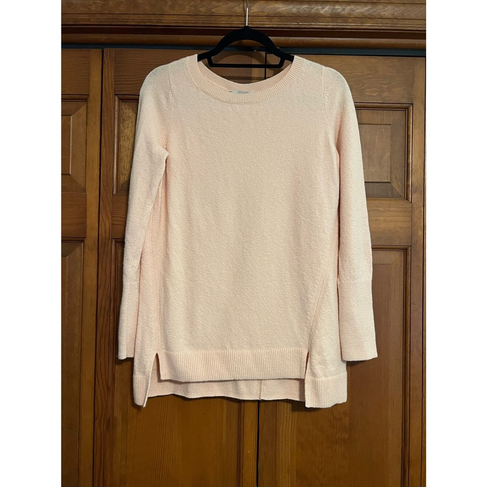 Loft Women's Wool Blend High Low Pullover Sweater Long Sleeve Blush