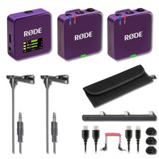 Sistema de micrófono inalámbrico Rode Wireless GO (Gen 3) púrpura con 2 micrófonos de solapa
