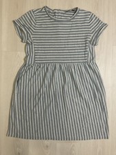 LOFT Mini Dress Women's Blue White Striped Short Sleeve Textured Pockets - sz S