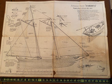 Vintage  Blueprint Plans Racing Yacht America Model Making or FRAMING & DISPLAY