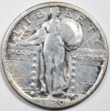 1920-D STANDING LIBERTY QUARTER ~ CLEANED, SCRATCHES ~ BOLD DATE VF/XF DETAILS!